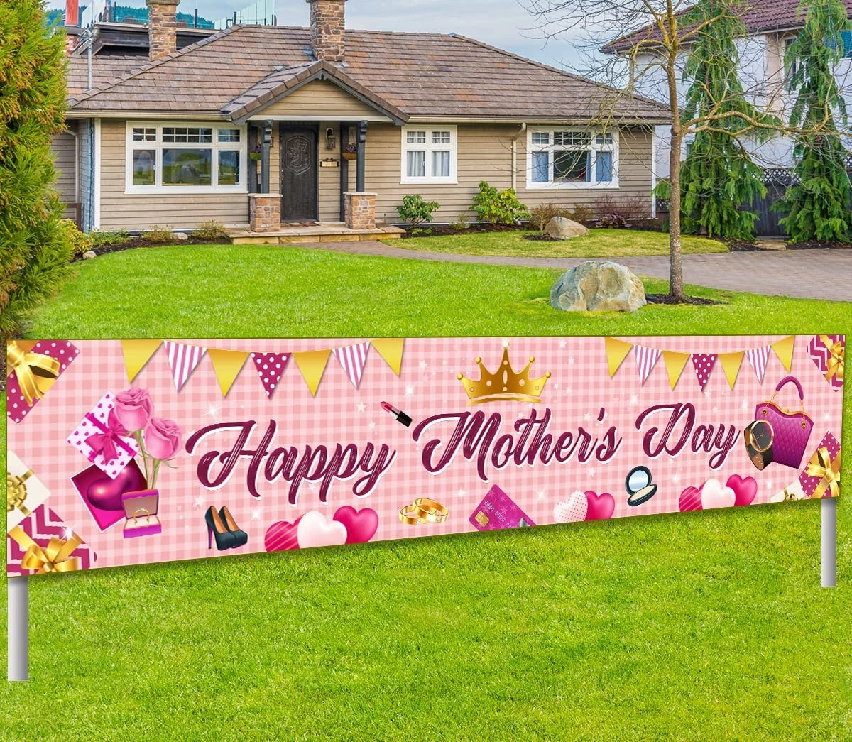 Mother's Day Fence Banner Decoration for Yard Party Supplies