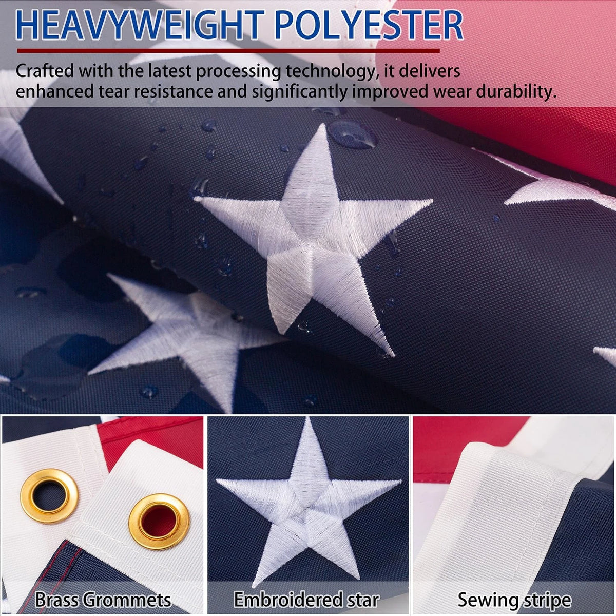3x5 Ft Waterproof US Outdoor American Flag