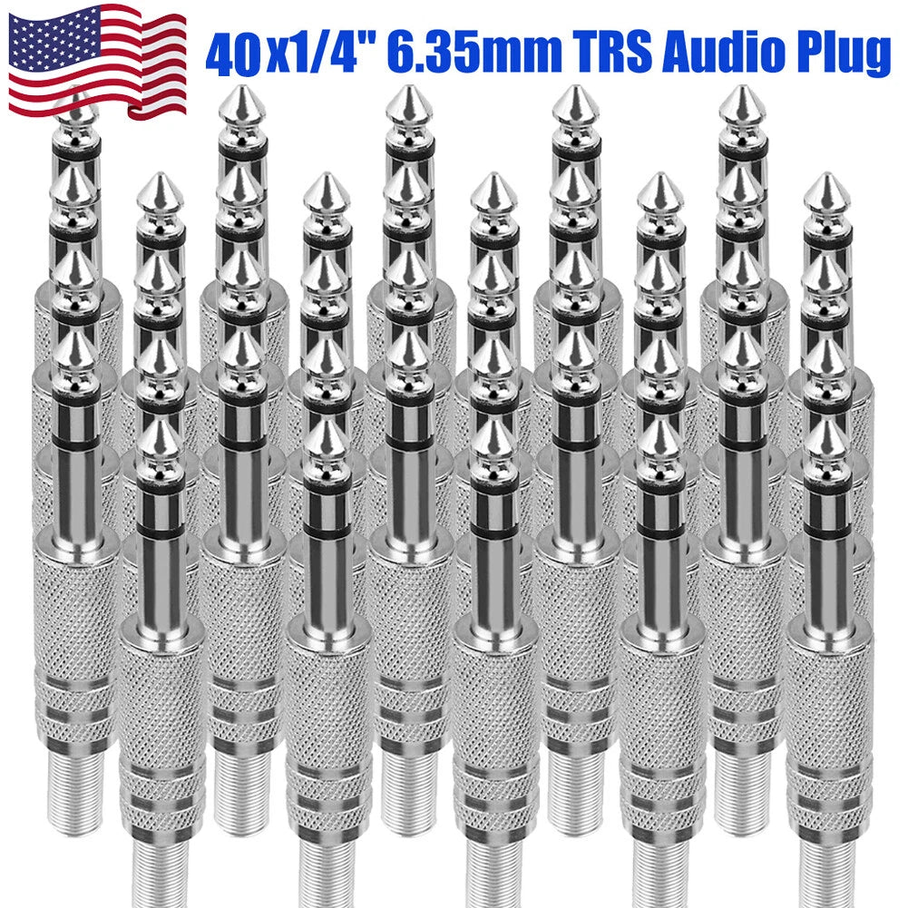 40X 1/4'' TRS Stereo Female Jack Socket Metal Spring Connector for Audio