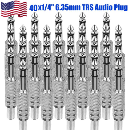 40X 1/4'' TRS Stereo Female Jack Socket Metal Spring Connector for Audio