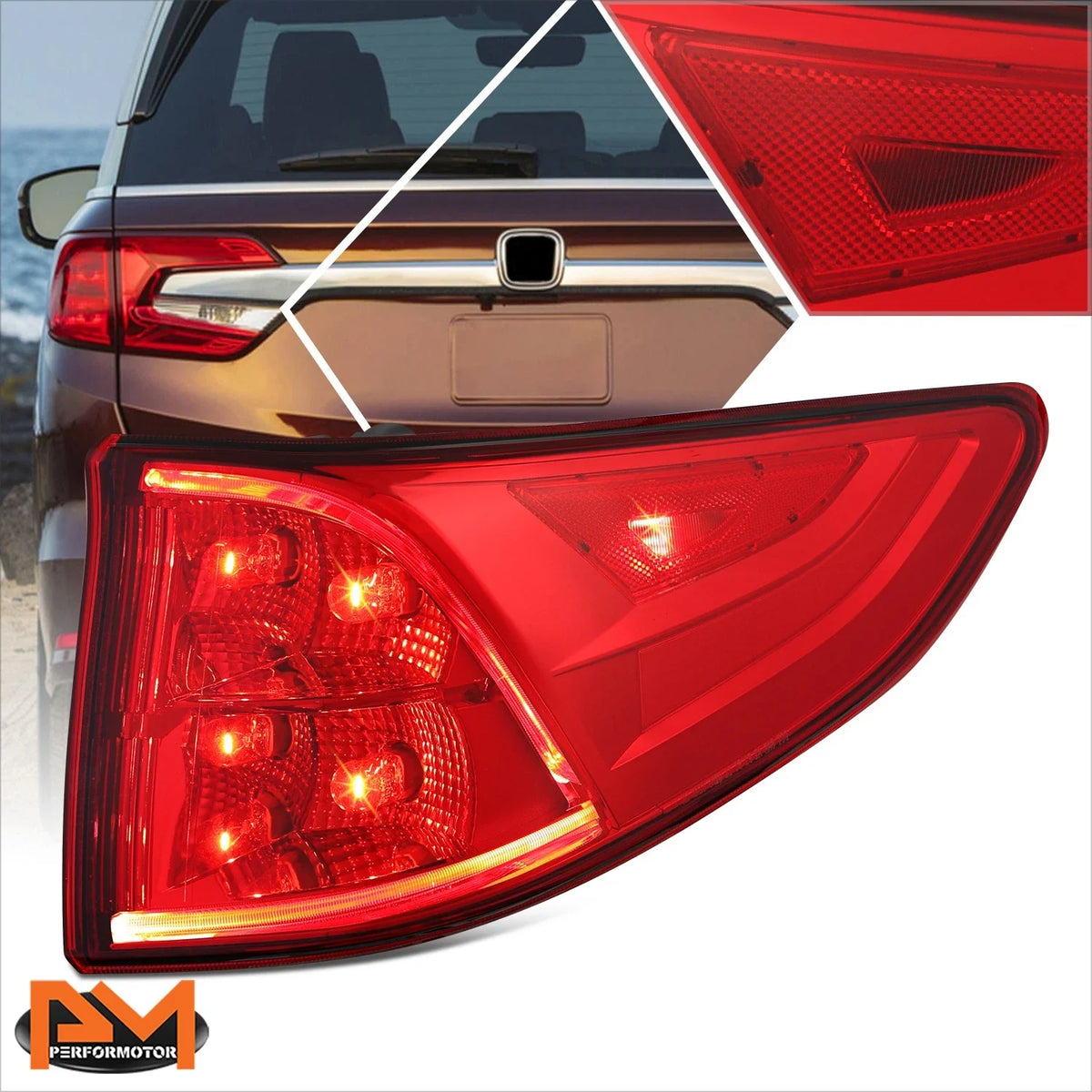 Passenger Side Chrome Outer LED Tail Light Brake Lamp for Honda Odyssey (2018–2023)