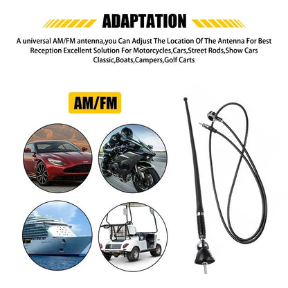 16" Mount Swivel Car Base Radio Antenna for Universal Vehicles