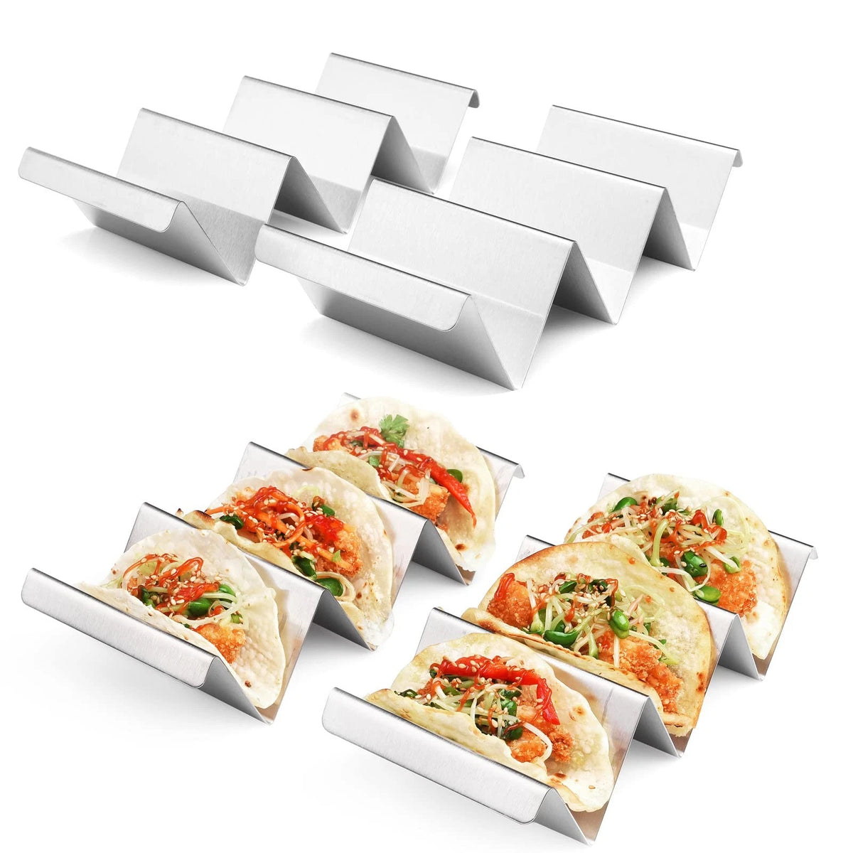 Set of 4 Taco Holders for Universal Use (Stainless Steel)