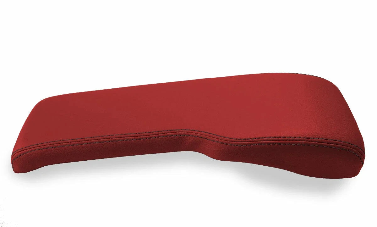 Leather Console Lid Bench Seat Cover for Toyota Tacoma (2001–2004) Red Black Stitch