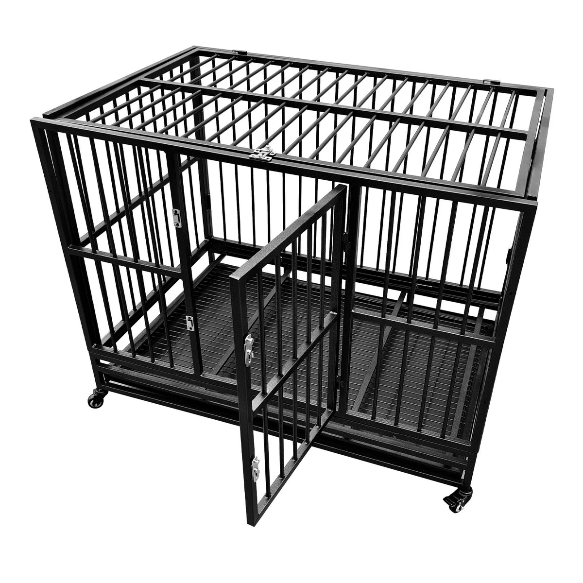 Heavy Duty Portable Dog Playpen with Tray & Wheels for Large Breeds (46.1")