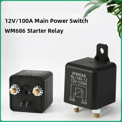 12V 100A 4-Pin Battery Relay for Cars Trucks Boats RVs (Dual Battery Control)