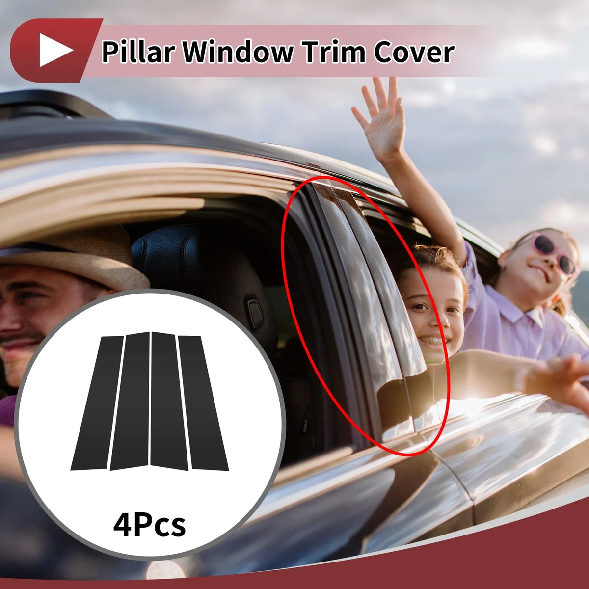 Set of 4 Car Door Pillar Window Trim for Toyota Yaris Cross (2020–2025) Black