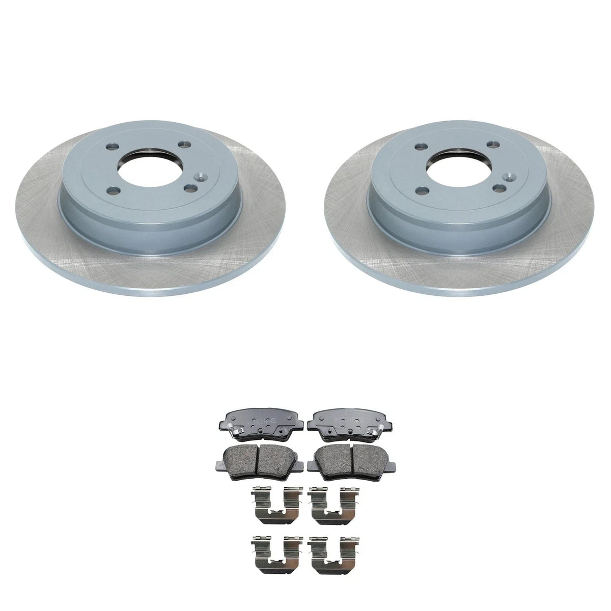 Set of 2 Rear Rotors & Akebono ProACT Ceramic Brake Pads for Accent Rio