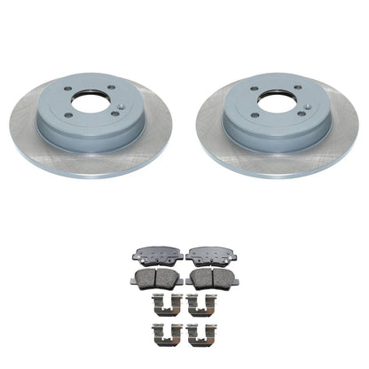 Set of 2 Rear Rotors & Akebono ProACT Ceramic Brake Pads for Accent Rio