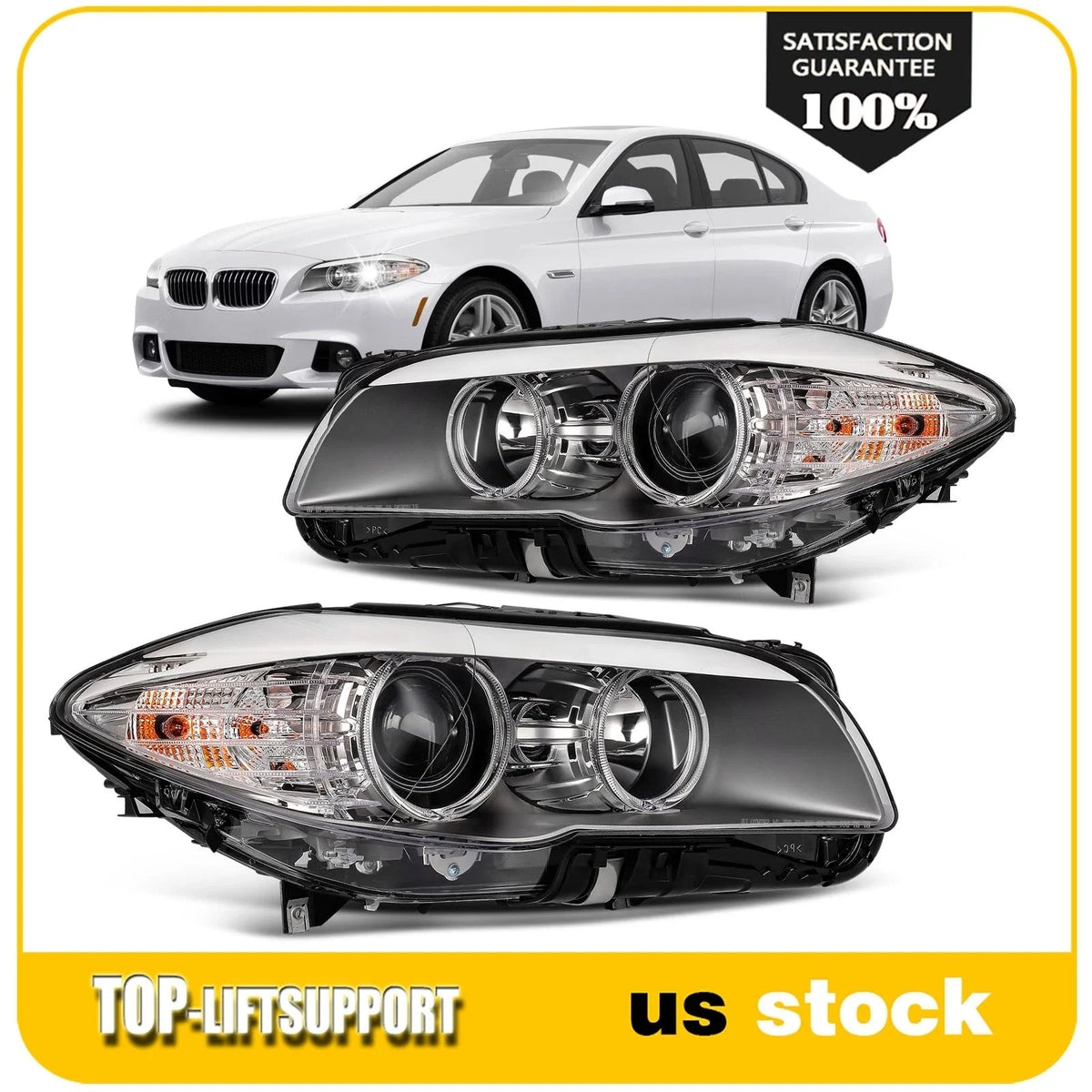 Headlights with Bulbs for BMW 528i 535i 550i (2011–2013)