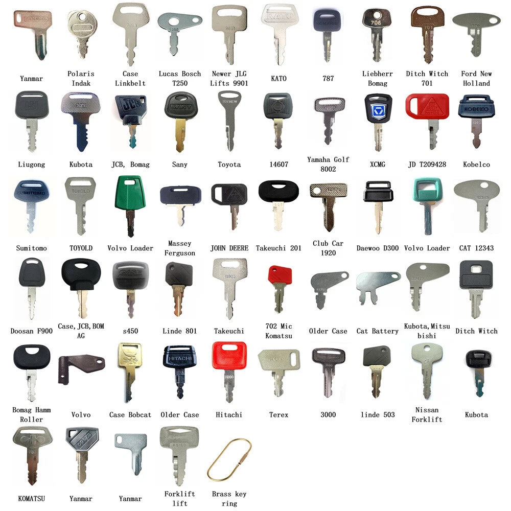 Set of 54 Ignition Keys for Vermeer JLG KATO Heavy Equipment