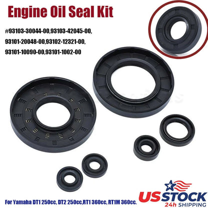 6X Rubber Engine Oil Seals Kit for Yamaha DT1 DT2 RT1 (1968–1972) 93103-30044-00, 93103-42045-00, 93101-20048-00
