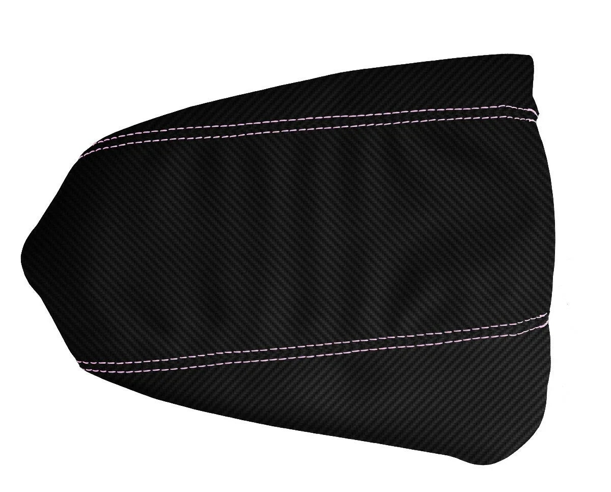 Console Lid Armrest Cover for Toyota Tacoma (2016–2019) Carbon Fiber Pink Stitch
