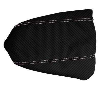 Console Lid Armrest Cover for Toyota Tacoma (2016–2019) Carbon Fiber Pink Stitch