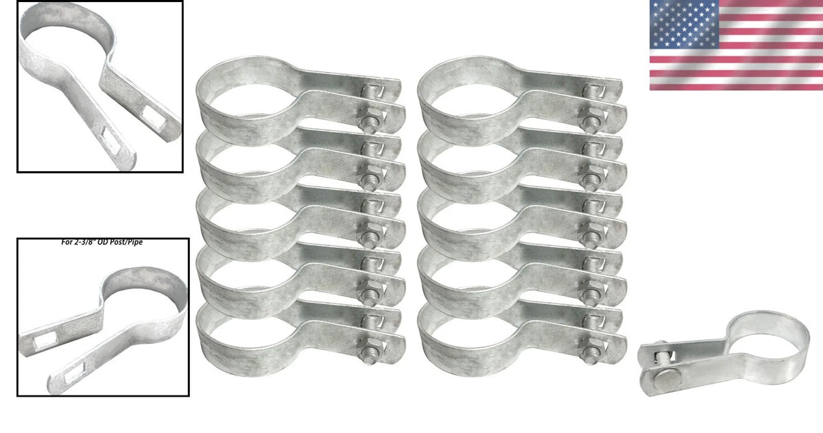 Set of 10 Galvanized Steel Tension Bands for Chain Link Fences 2-3/8" O.D.