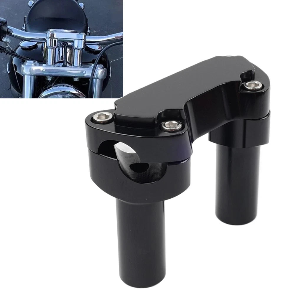 3.5" Straight Handlebar Riser & Top Clamp for Harley Dyna, Road Glide