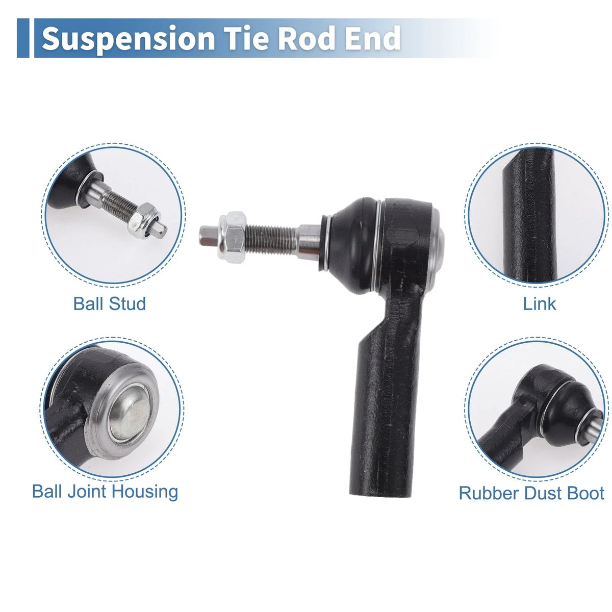 Set of 4 Front Inner Outer Tie Rod End Links for Ford Mustang (2015–2019)