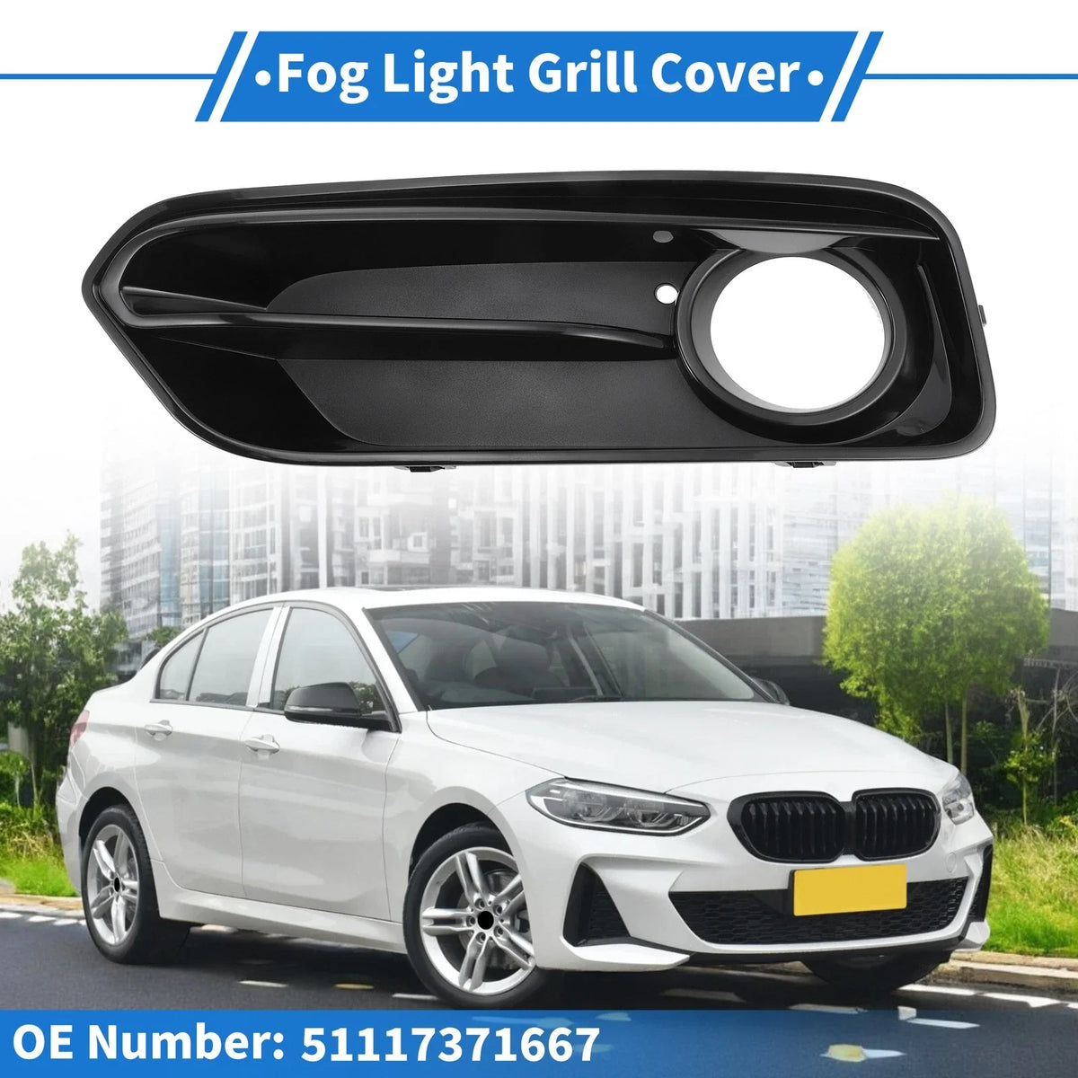 1 Pc Fog Light Grill for BMW 1 Series (2015–2018) No. 51117371667 Black