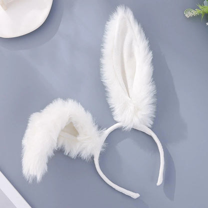 White Bunny Ears Furry Rabbit Headbands for Cute Costumes (One Size)