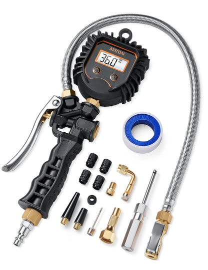 2X Digital Tire Pressure Gauge with Inflator for Universal Vehicles