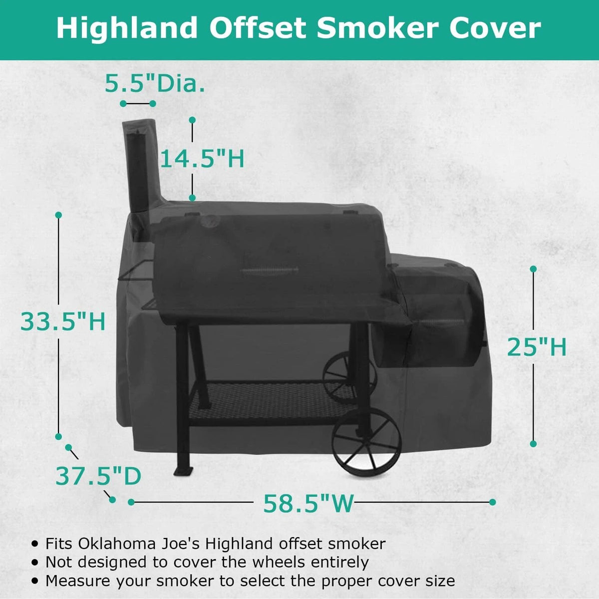 Heavy Duty Waterproof Offset Smoker Cover for Outdoor Grills