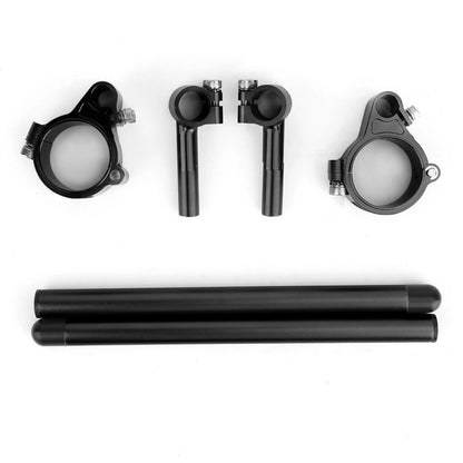 2X Adjustable CNC Billet Clip Ons for Universal Handlebar (HBC-112-BLK-Kit)