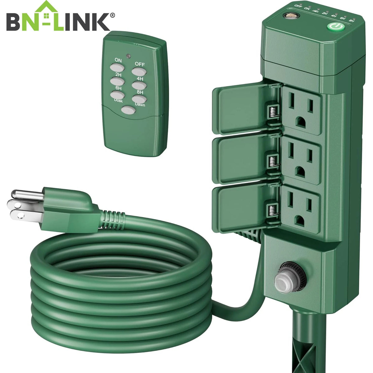 6-Outlet Outdoor Power Strip Timer for Yard Stake (100Ft Long Range)