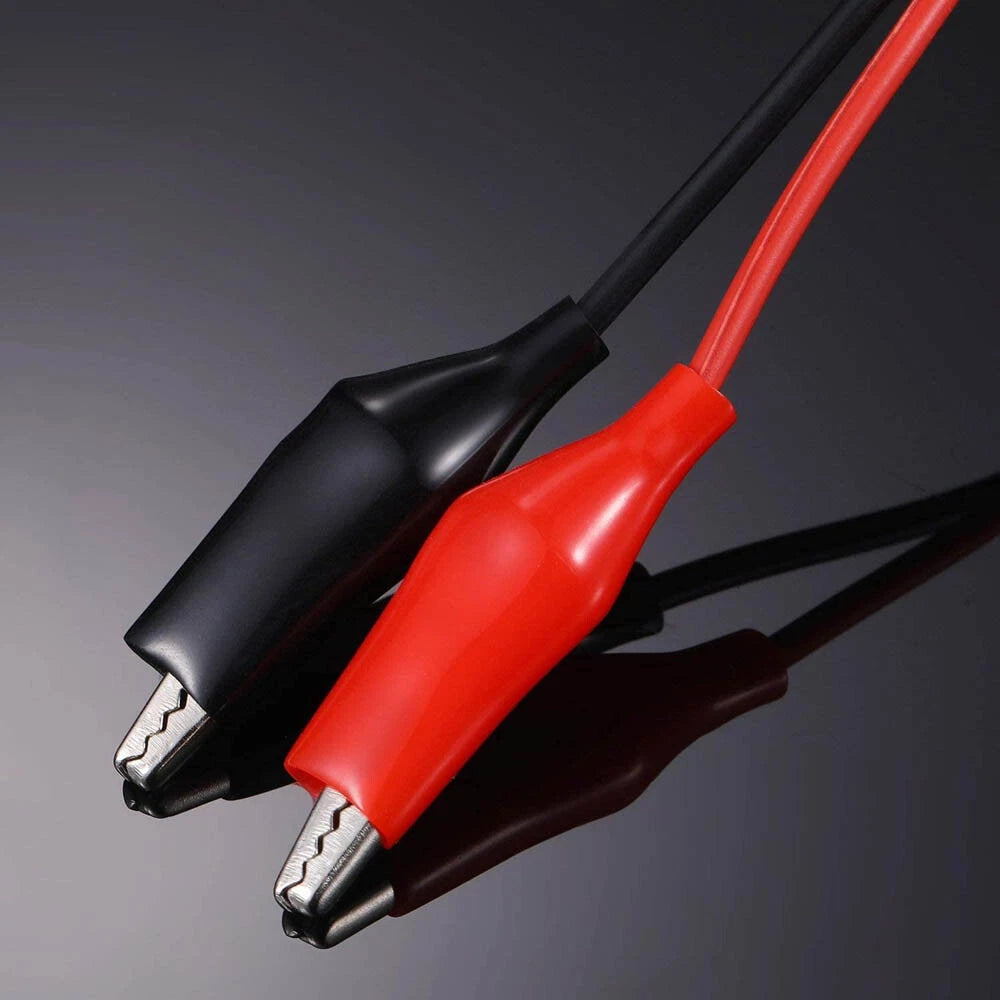 Set of 10 Dual Red & Black Test Leads with Alligator Clips 16GA Wire