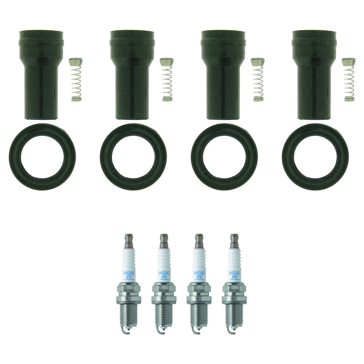Set of 4 NGK Laser Platinum Spark Plugs & Coil Boots for Kia Accent Rio5 (2006–2011)