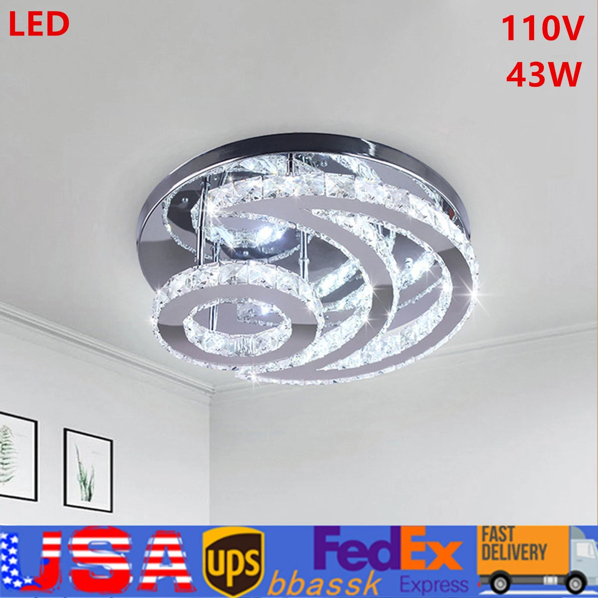 Crystal LED Ceiling Light Fixture for Modern Pendant Lamp (Indoor)