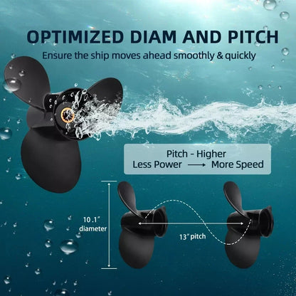 10.1 x 13 Boat Propeller for Johnson Evinrude 15HP-35HP (14 Spline Tooth)