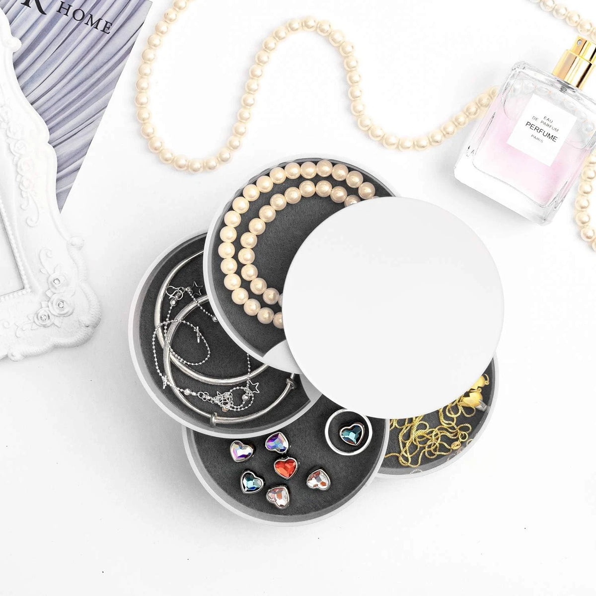 Jewelry Organizer Box for Small Accessories (3.94x3.94x4.8 inches)