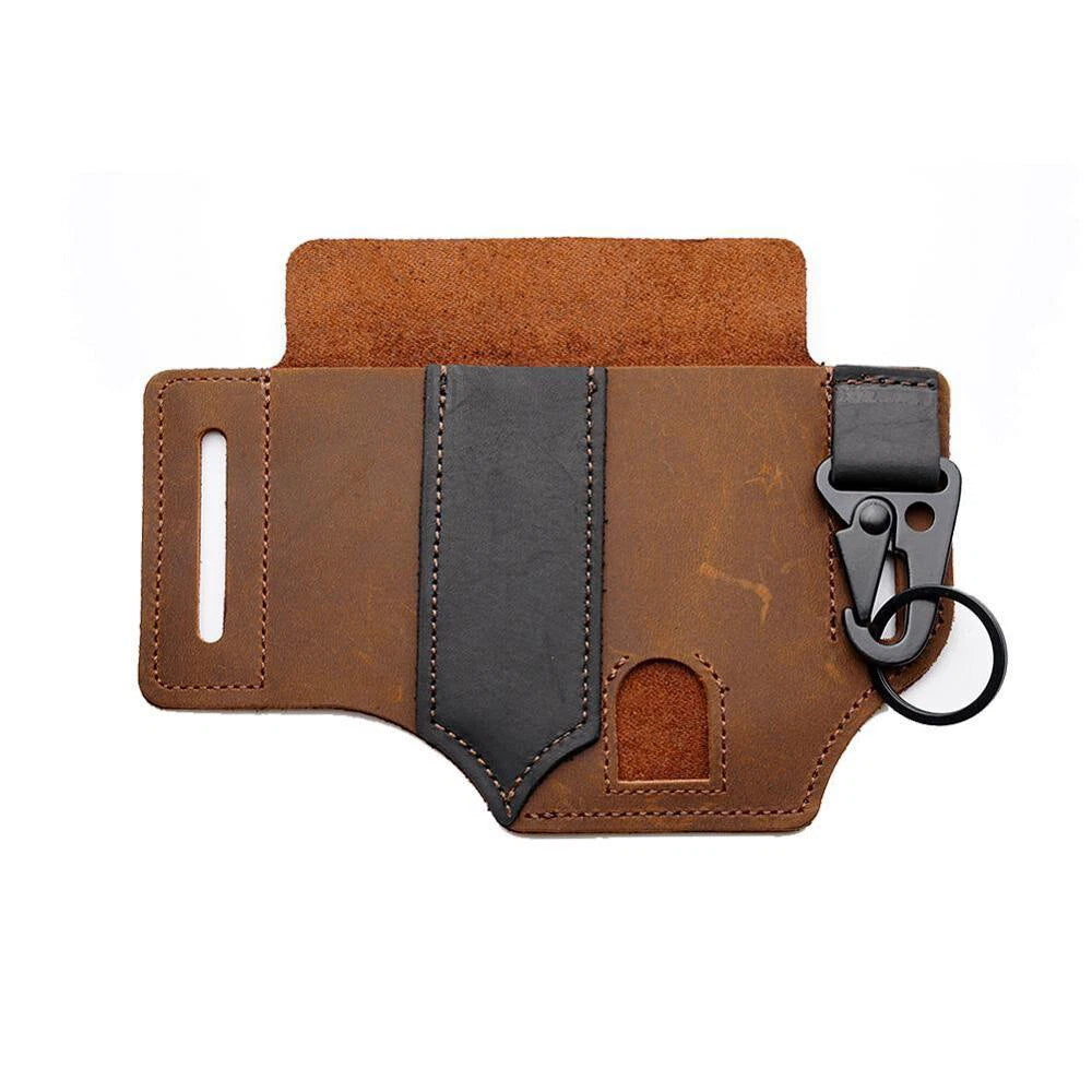 Leather EDC Pocket Organizer Sheath for Multitool - Brown