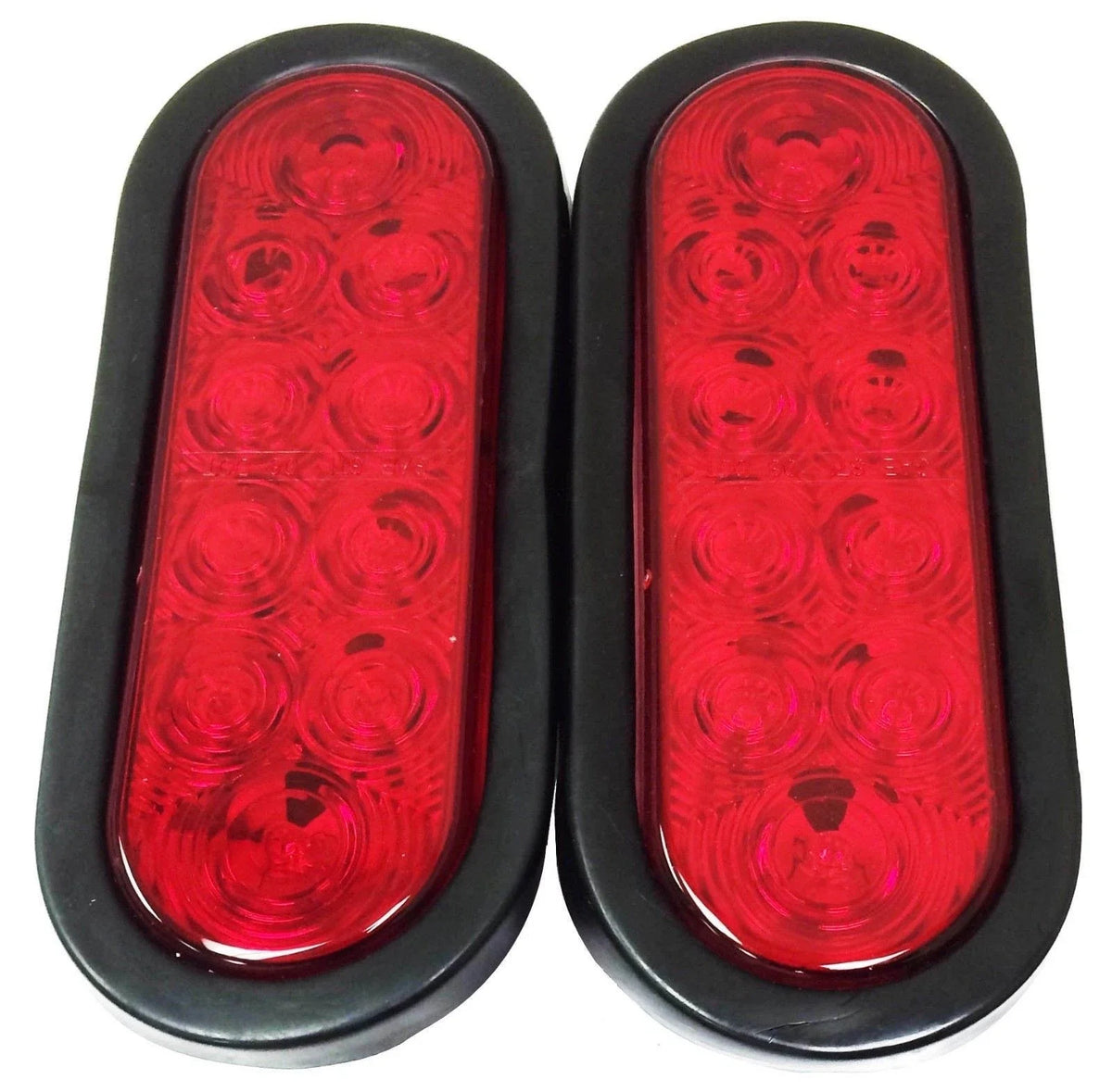 2X Red 6" Oval 10 LED Trailer Stop/Turn/Tail Light w/ Grommet - 24004