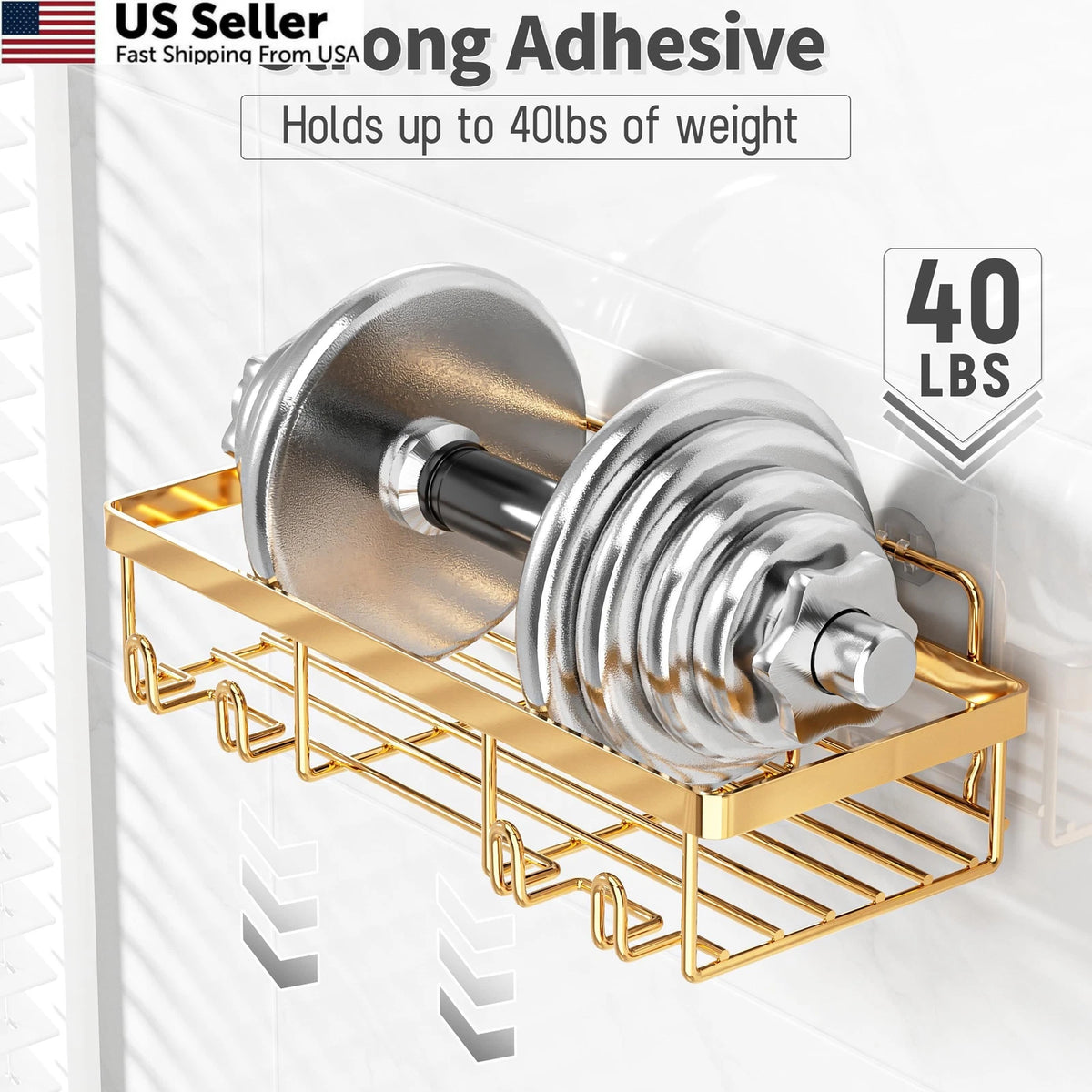 5 Pack Shower Caddy Organizer Rack Shelf - Gold