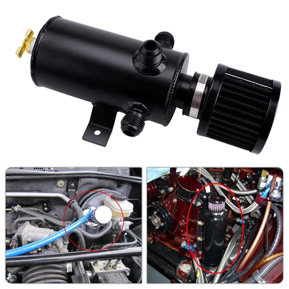 Oil Catch Can with Air Filter 0.75L for Most Cars (Universal Fit)