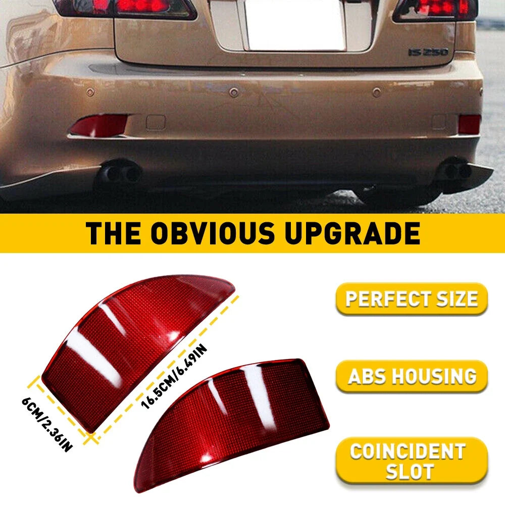 Pair Red Lens Rear Reflectors for Lexus IS IS250 IS350 (2006–2013)