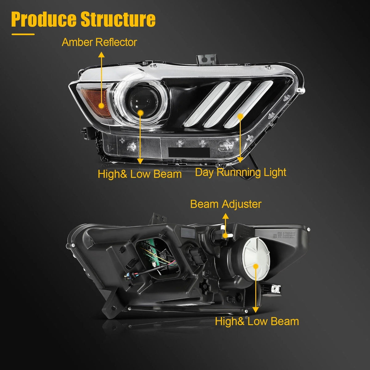 LED DRL Headlight Right Side for Ford Mustang (2015–2017)
