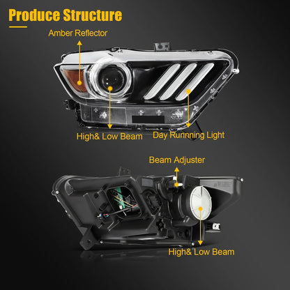LED DRL Headlight Right Side for Ford Mustang (2015–2017)
