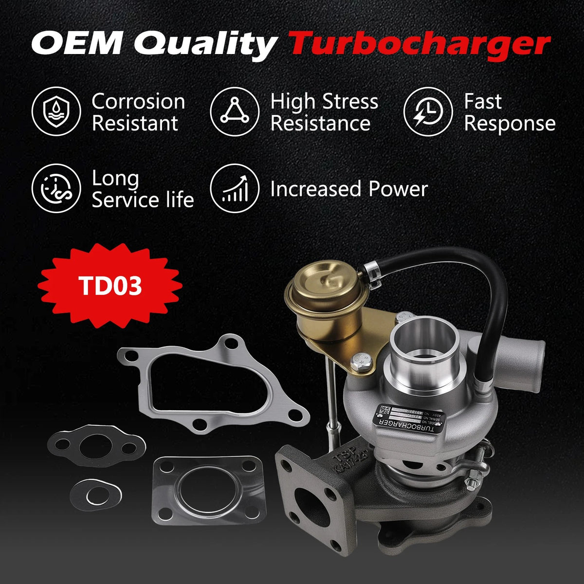 Turbocharger Upgrade for Bobcat S160 S185 (AS317984MM, 49131-02020)