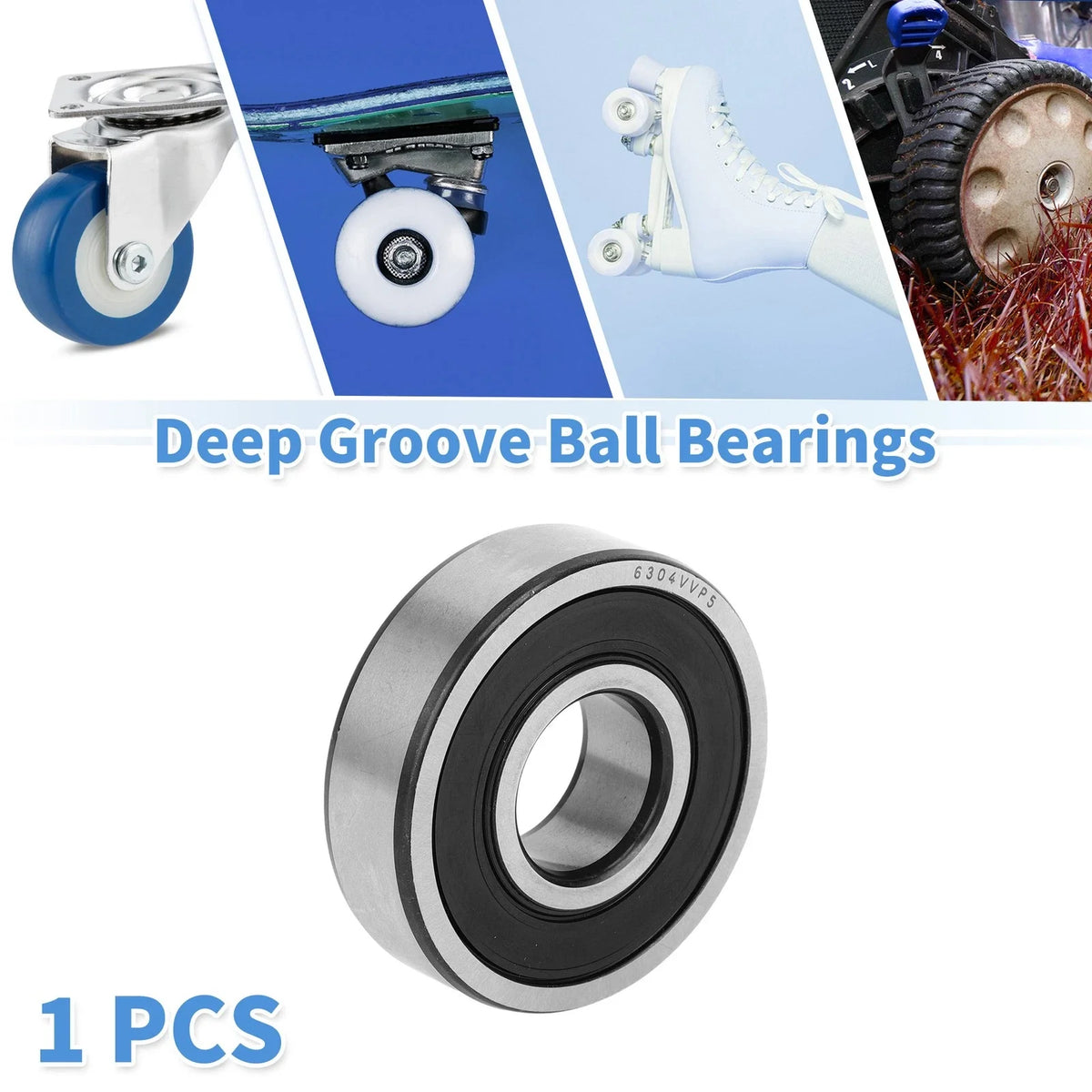Deep Groove Ball Bearing 6304VV for Scooter Skateboard (20x52x15mm)