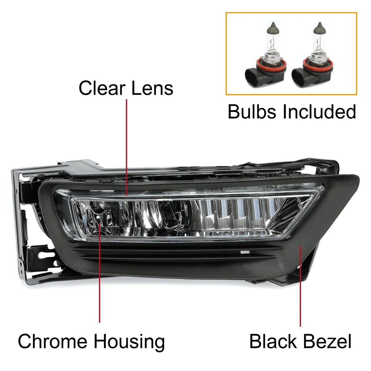 Pair Fog Lights for Honda Accord Sedan (2013–2015) W/Bulbs