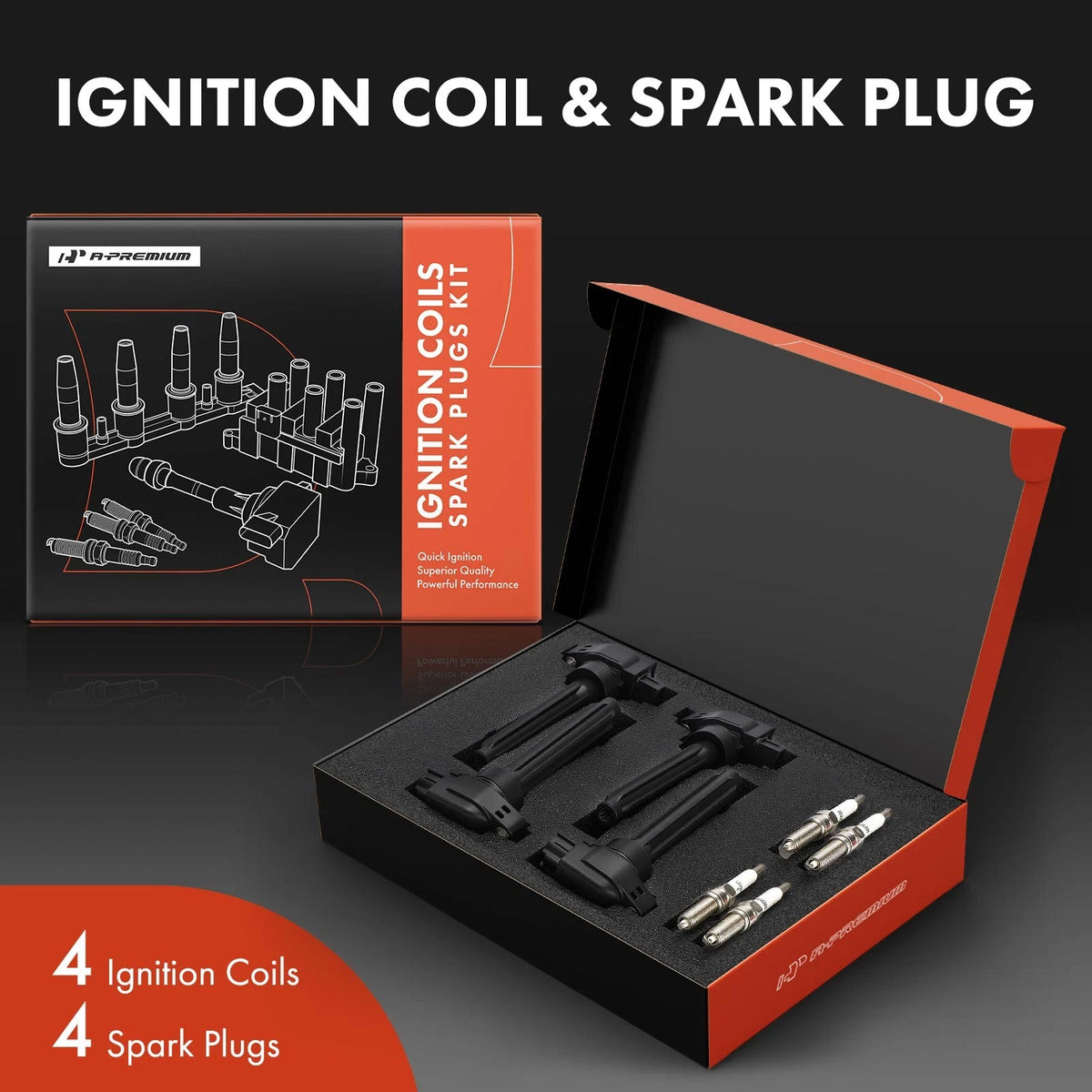 Set of 4 Ignition Coils & Spark Plugs for Mitsubishi Eclipse Cross (1832A080, UF-897)