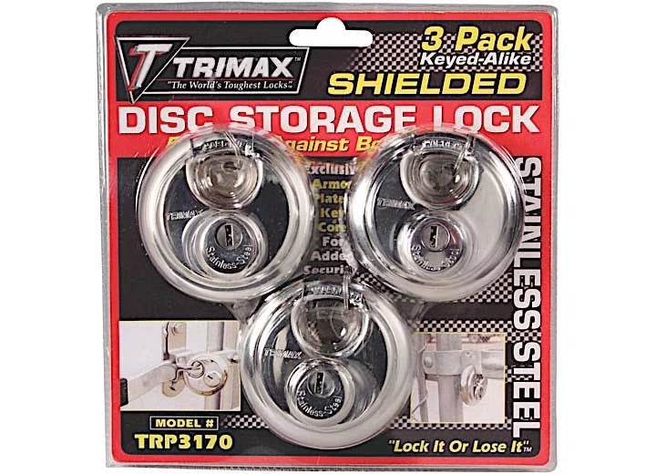 Set of 3 Trimax TRP3170 Stainless Steel 70mm Round Pad Locks