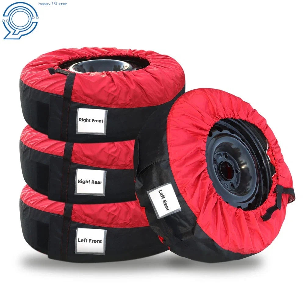 Set of 4 Tyre Bags for 22"-31" Tires - Red with Black Handle, 600D