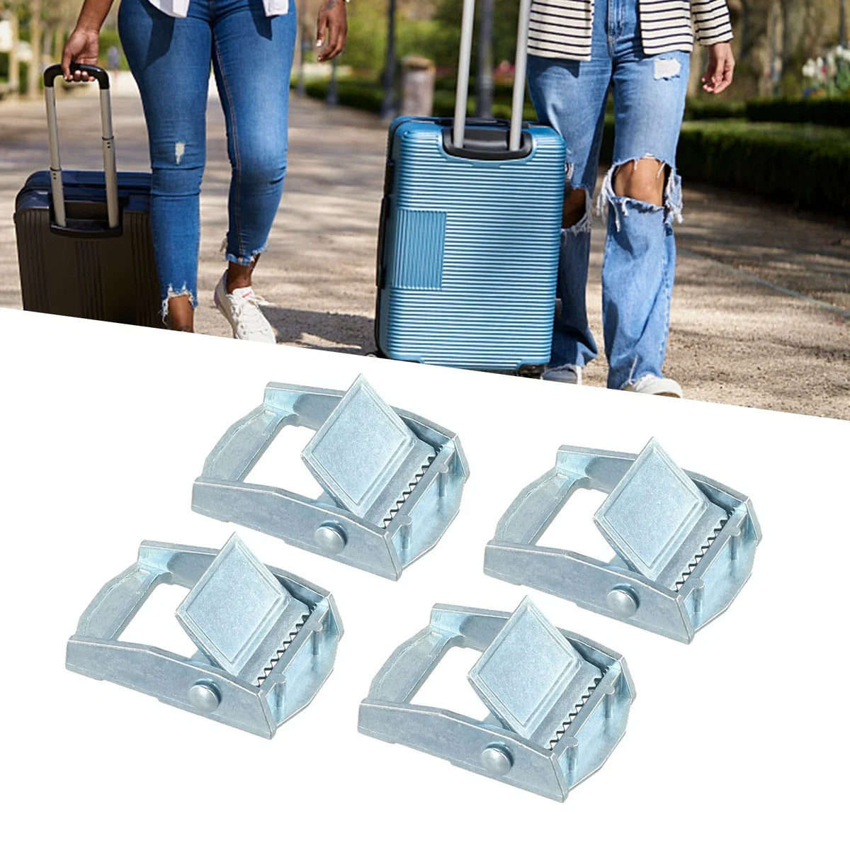 Set of 4 Zinc Alloy Buckles for Tie-Down Cargo Strap Tensioner