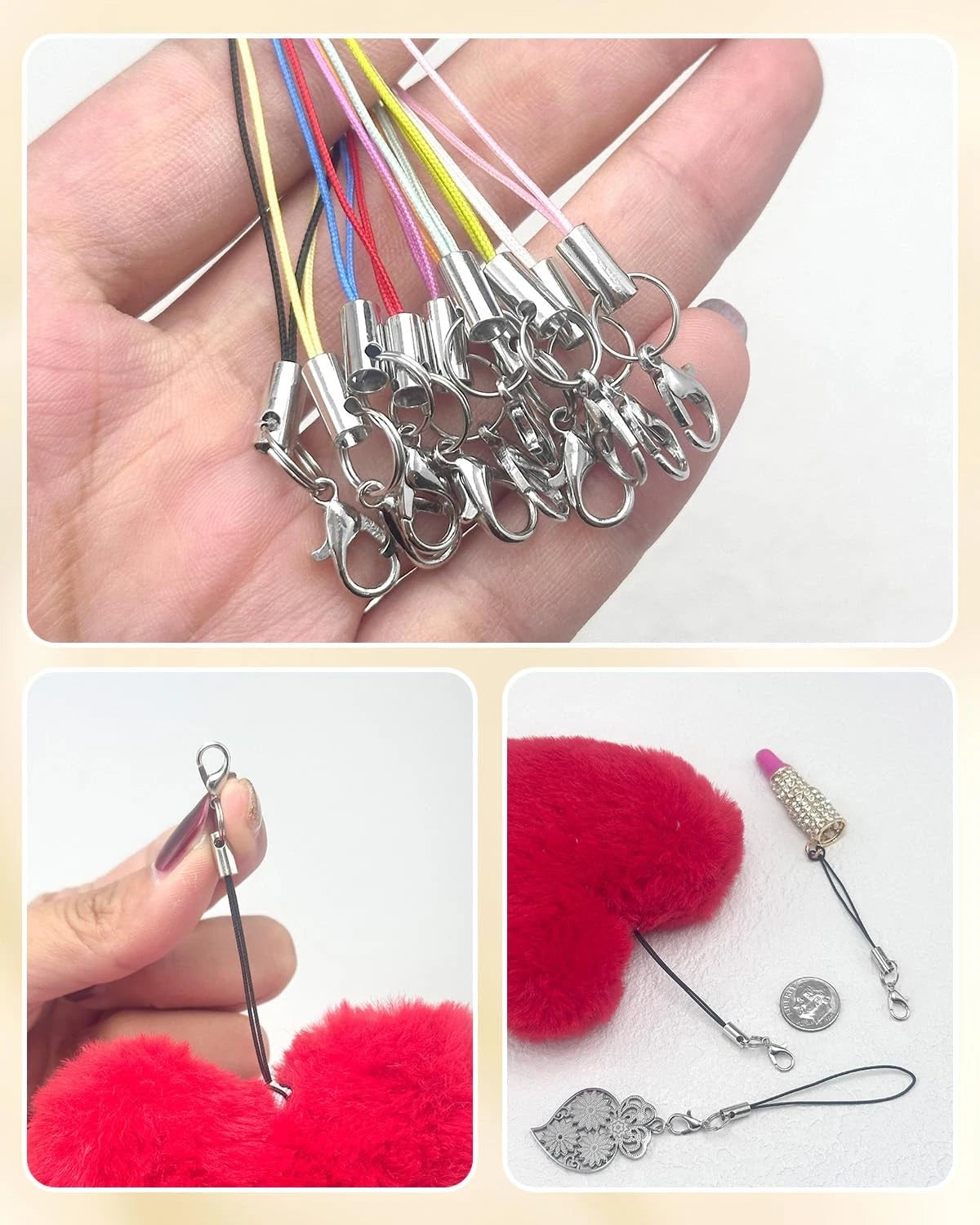 200Pcs Phone Charms Strap with Lobster 2.5 inches (No Specific )