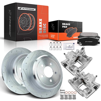 Set of 8 Rear Drilled Brake Rotors & Pads for Jeep Liberty Dodge Nitro (S-53044, P-1274)