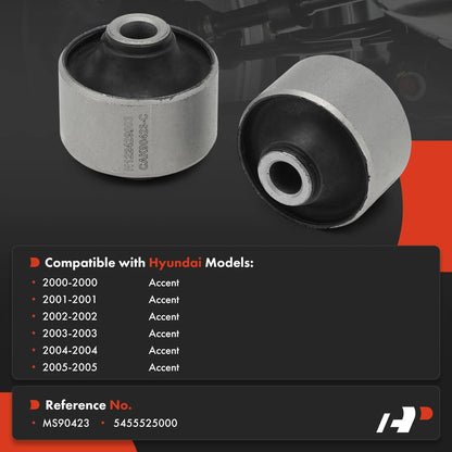 2X Front Lower Rearward Control Arm Bushing for Hyundai Accent (2000–2005) 5455525000, MS90423