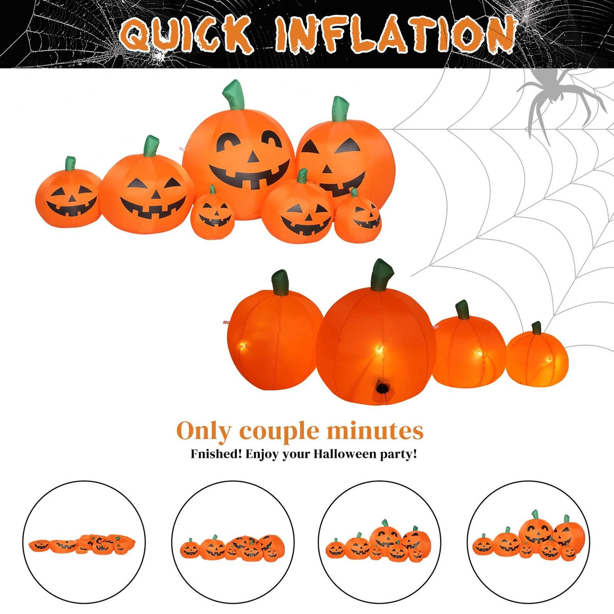 7FT Inflatable Pumpkin Decoration with LED Lights for Halloween